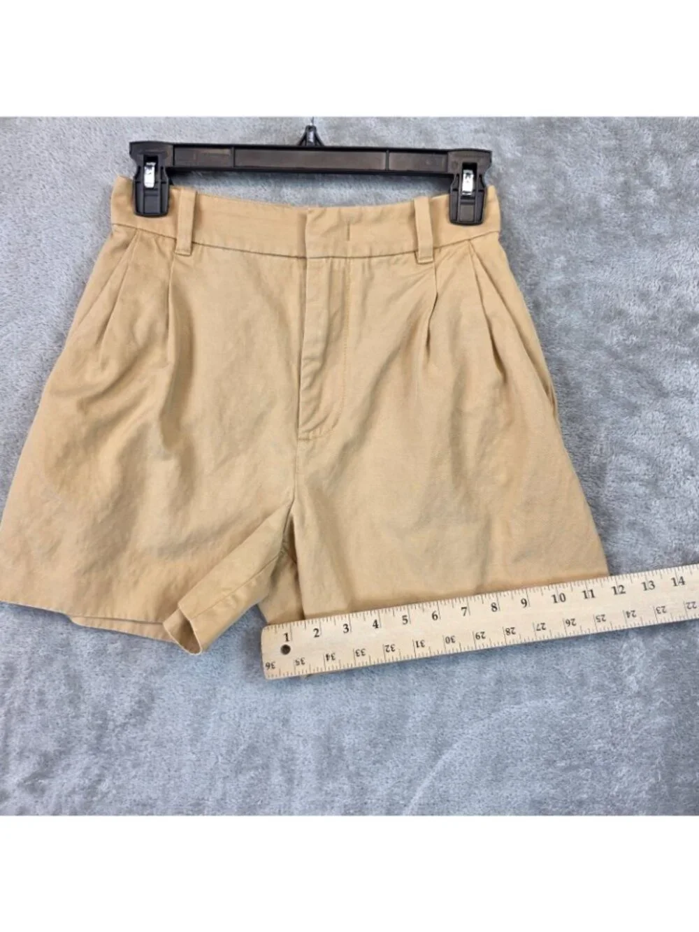 Madewell Shorts Womens 00 Beige Linen Blend Pleated Chino Twill High Rise Casual